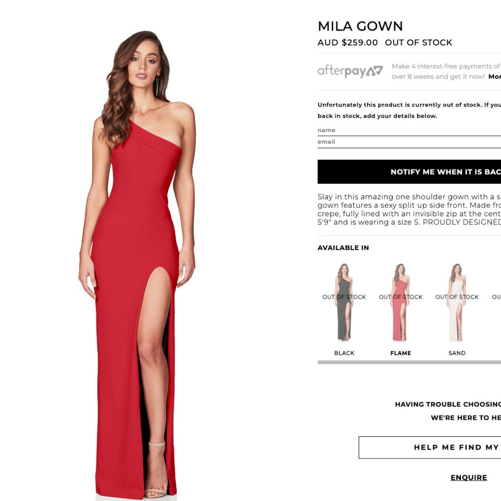 Nookie Mila Gown - Slit and Asymmetrical Strap - Size Large Revolve
